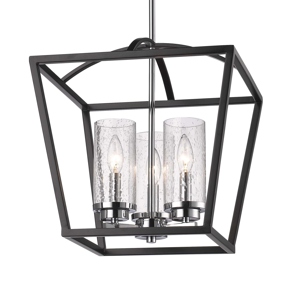 Golden Lighting Mercer 3-light Pendant in Matte Black and Chrome Accents